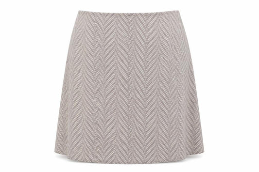 Front view of BM women’s multicoloured striped a-line skirt, size UK 24