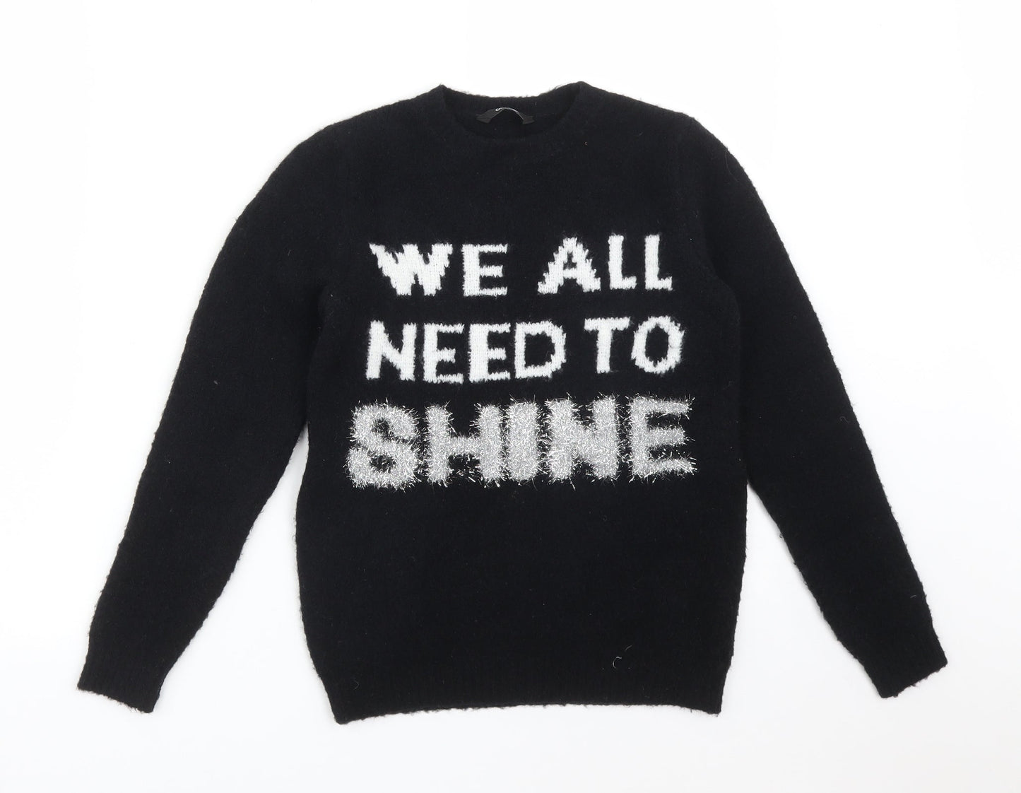 George Girls Black   Pullover Sweatshirt Size 9-10 Years  - WE ALL NEED TO SHINE
