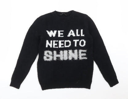 George Girls Black   Pullover Sweatshirt Size 9-10 Years  - WE ALL NEED TO SHINE