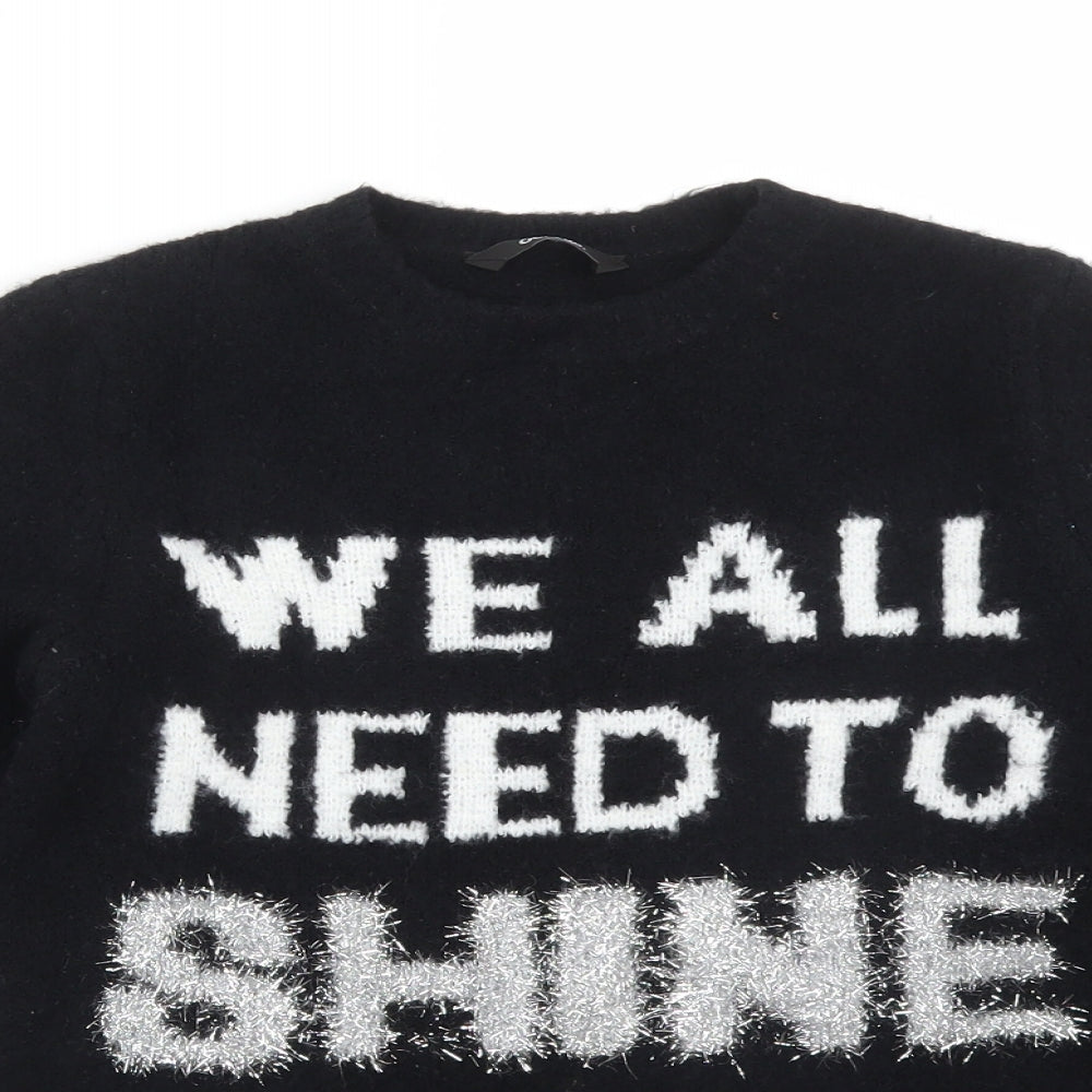 George Girls Black   Pullover Sweatshirt Size 9-10 Years  - WE ALL NEED TO SHINE
