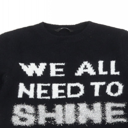 George Girls Black   Pullover Sweatshirt Size 9-10 Years  - WE ALL NEED TO SHINE