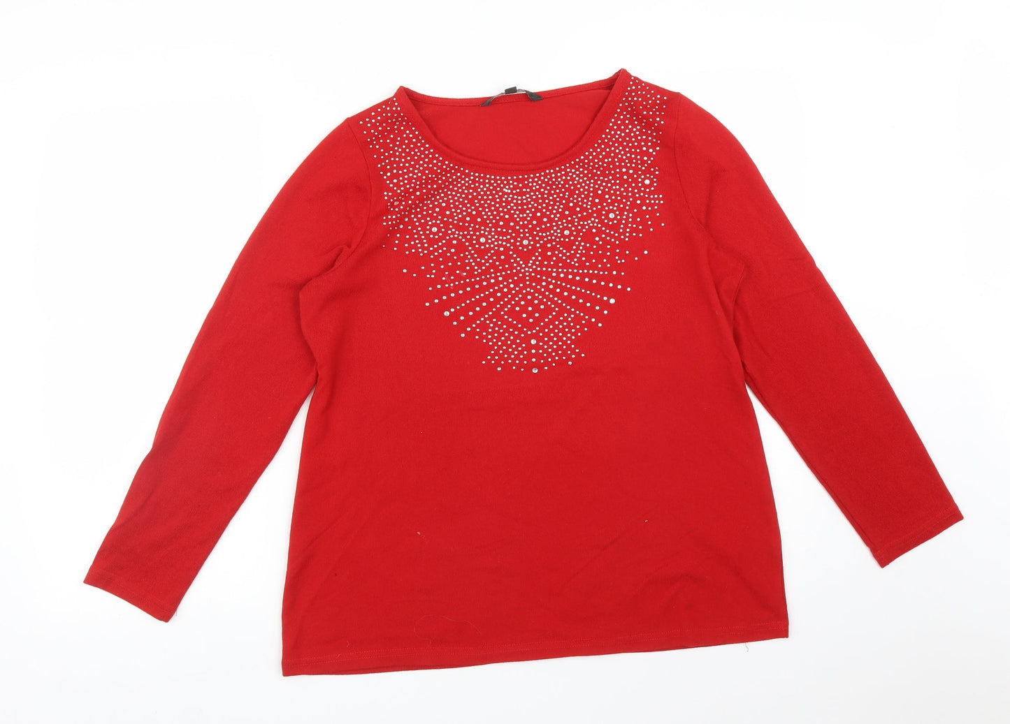 Womens UK Size 14 LOVE TEES Red Basic T-Shirt
