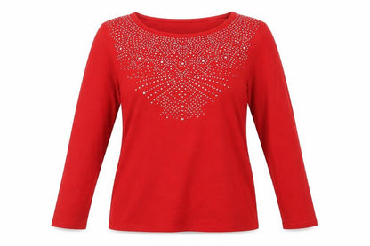 Womens UK Size 14 LOVE TEES Red Basic T-Shirt