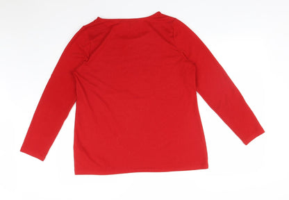 Womens UK Size 14 LOVE TEES Red Basic T-Shirt