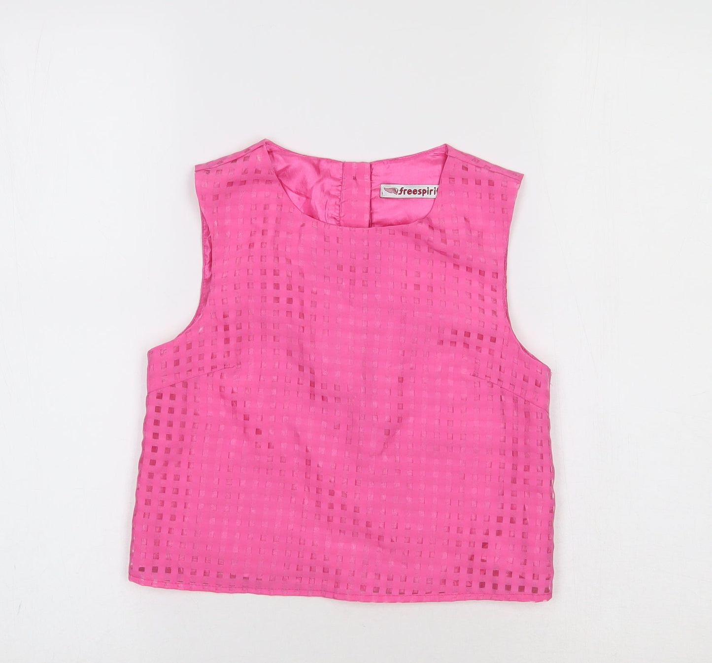 Freespirit Girls Pink Check  Cropped Blouse Size 10 Years