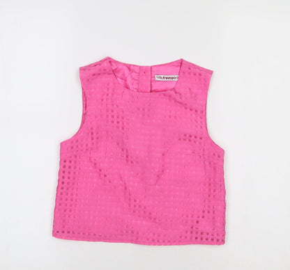 Freespirit Girls Pink Check  Cropped Blouse Size 10 Years
