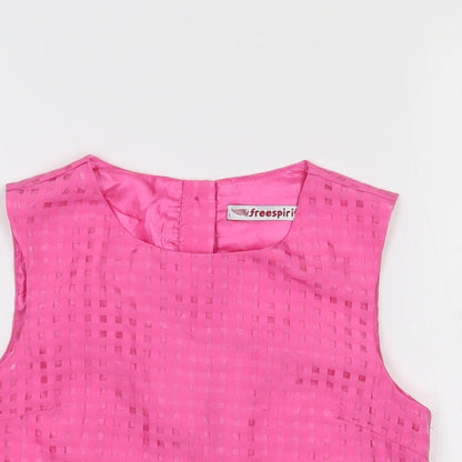 Freespirit Girls Pink Check  Cropped Blouse Size 10 Years