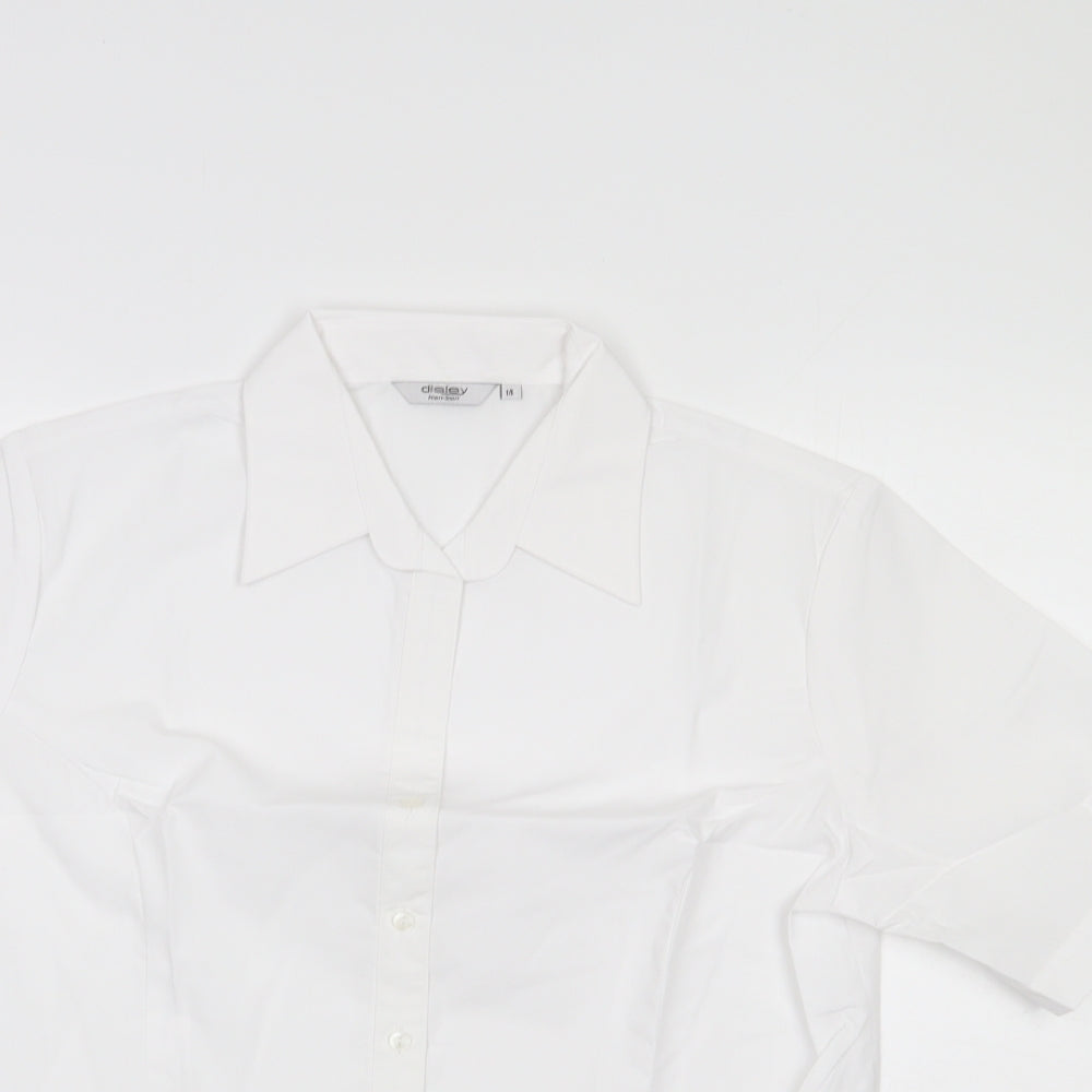 Womens UK Size 14 Disley White Basic Button-Up