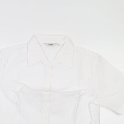 Womens UK Size 14 Disley White Basic Button-Up