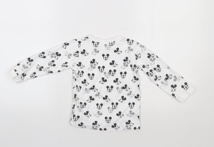George Girls White Polka Dot  Basic T-Shirt Size 2-3 Years  - Mickey Mouse