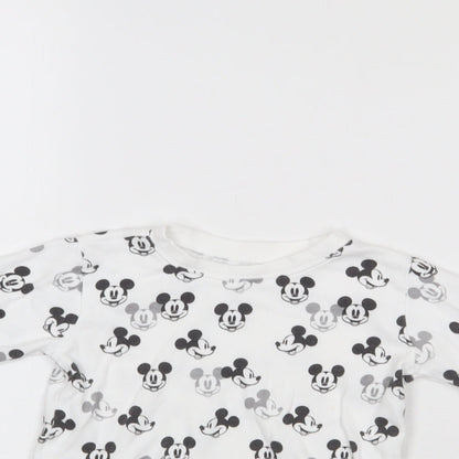George Girls White Polka Dot  Basic T-Shirt Size 2-3 Years  - Mickey Mouse