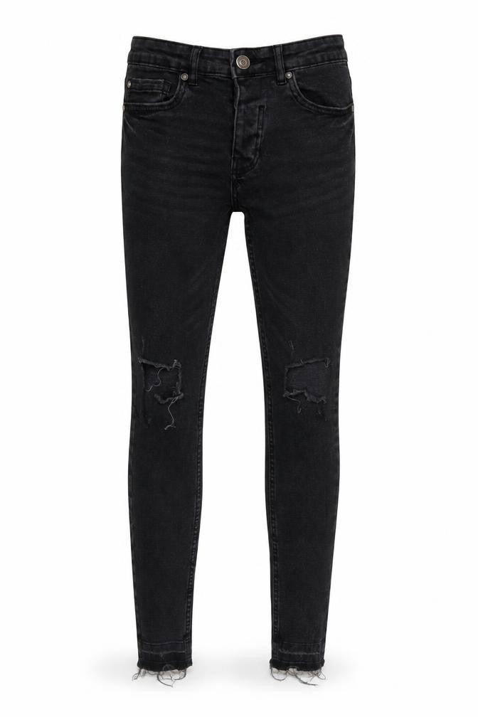 Front view of Brave Soul women’s black skinny jeans, size UK 28, 30-inch leg
