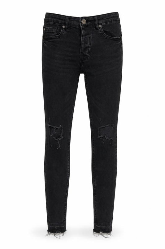 Front view of Brave Soul women’s black skinny jeans, size UK 28, 30-inch leg