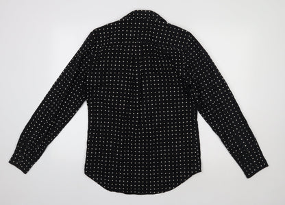 River Island Womens Black Polka Dot  Basic Button-Up Size S