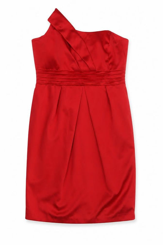 Front view of George women’s red satin bodycon, size UK 14