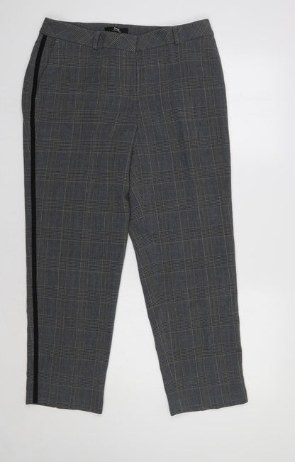 Find Womens Grey Check  Trousers  Size L L28 in