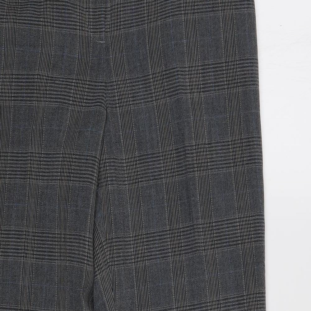 Find Womens Grey Check  Trousers  Size L L28 in