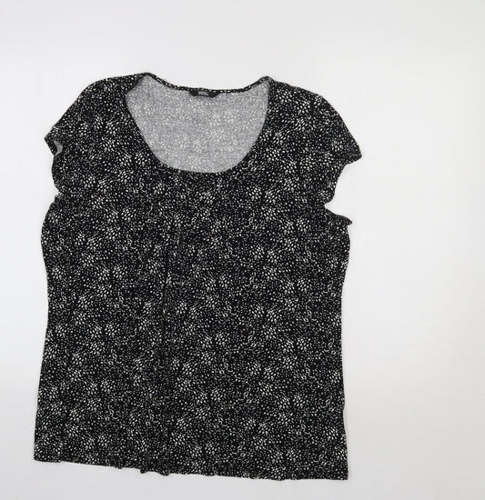 M&S Womens Black Geometric  Basic Blouse Size 18