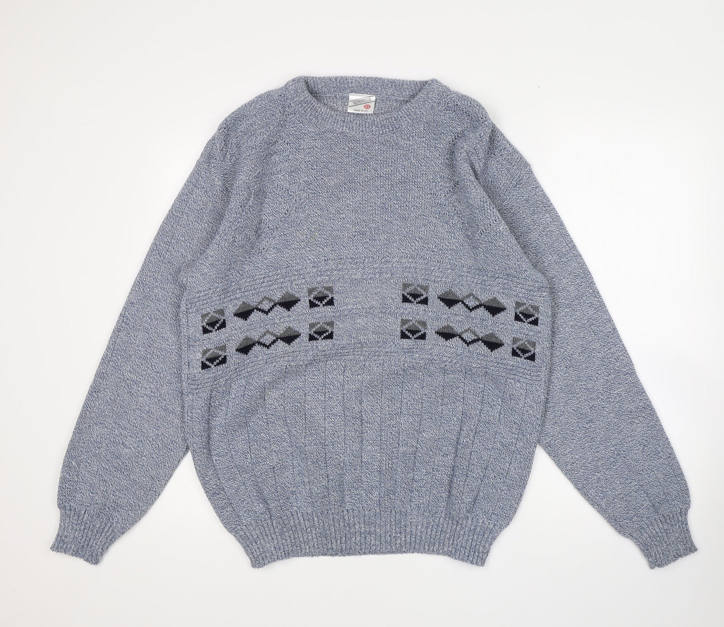Menswear Mens Blue Argyle/Diamond  Pullover Jumper Size XL