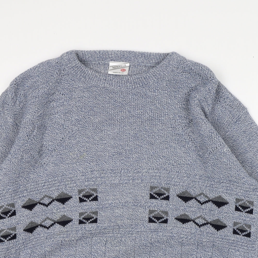 Menswear Mens Blue Argyle/Diamond  Pullover Jumper Size XL