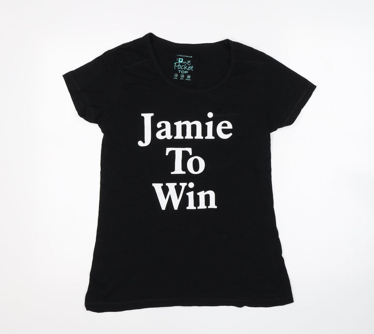 Womens UK Size 12 Atmosphere Black Basic T-Shirt