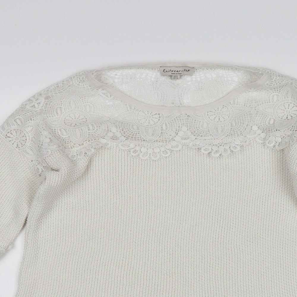 F&F Womens White   Pullover Jumper Size 8