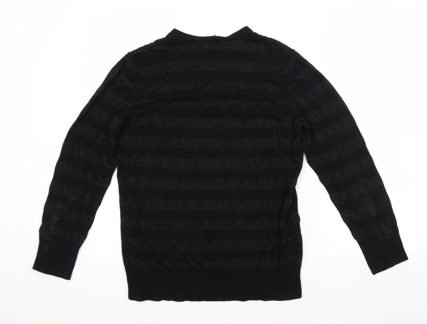 Preworn Mens Black Striped  Pullover Jumper Size L