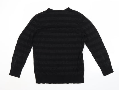 Preworn Mens Black Striped  Pullover Jumper Size L