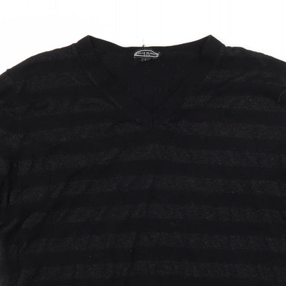 Preworn Mens Black Striped  Pullover Jumper Size L