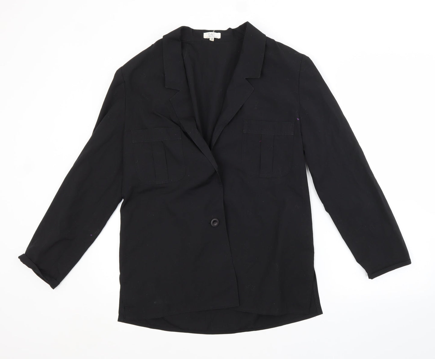 Womens UK Size 12 PLANET Black Basic Button-Up