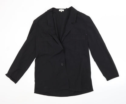 Womens UK Size 12 PLANET Black Basic Button-Up
