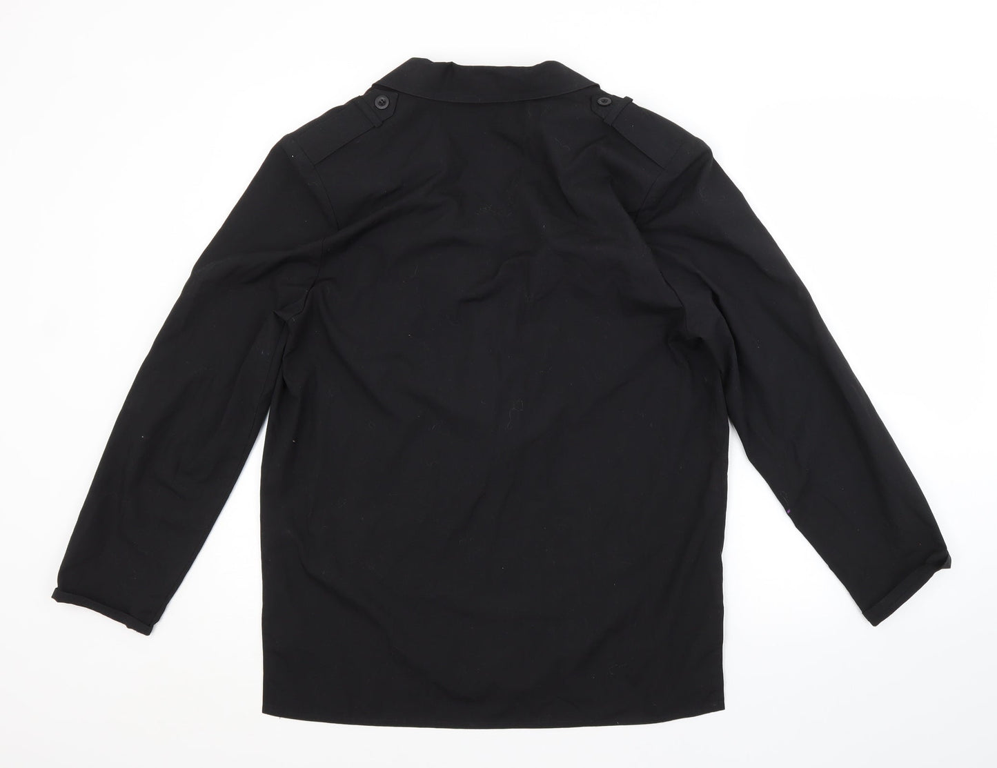Womens UK Size 12 PLANET Black Basic Button-Up