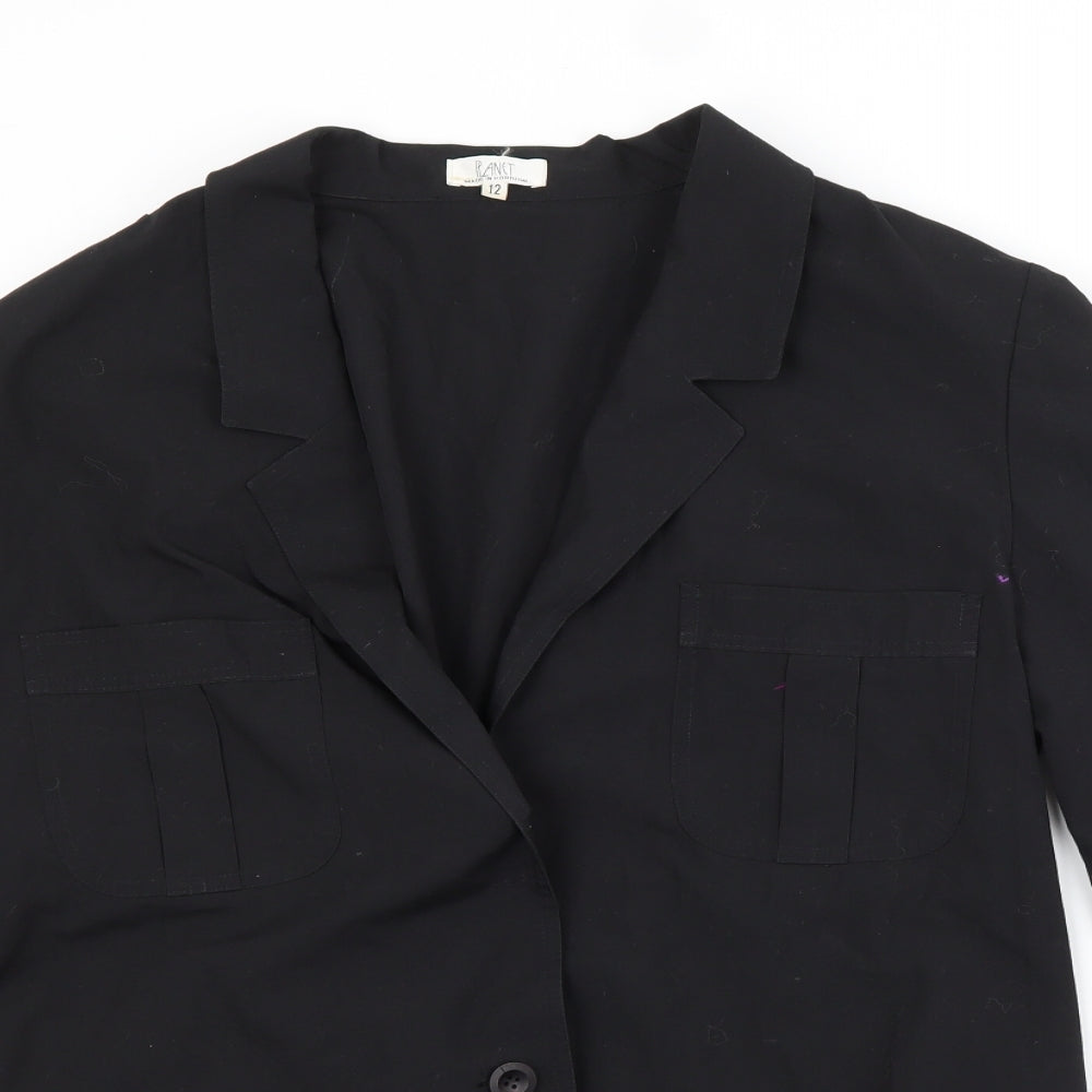 Womens UK Size 12 PLANET Black Basic Button-Up