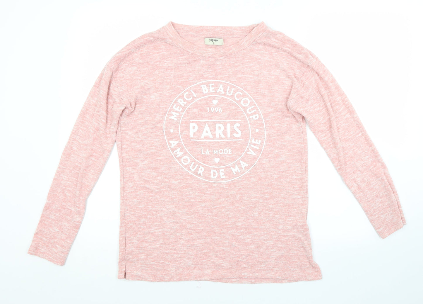 Womens UK Size S Papaya Pink Pullover Jumper
