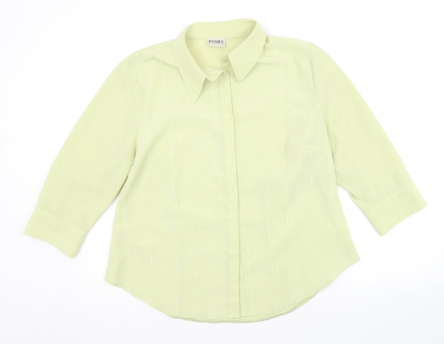 Womens UK Size 16 FOSBY Green Basic Button-Up