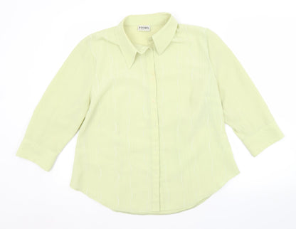 Womens UK Size 16 FOSBY Green Basic Button-Up