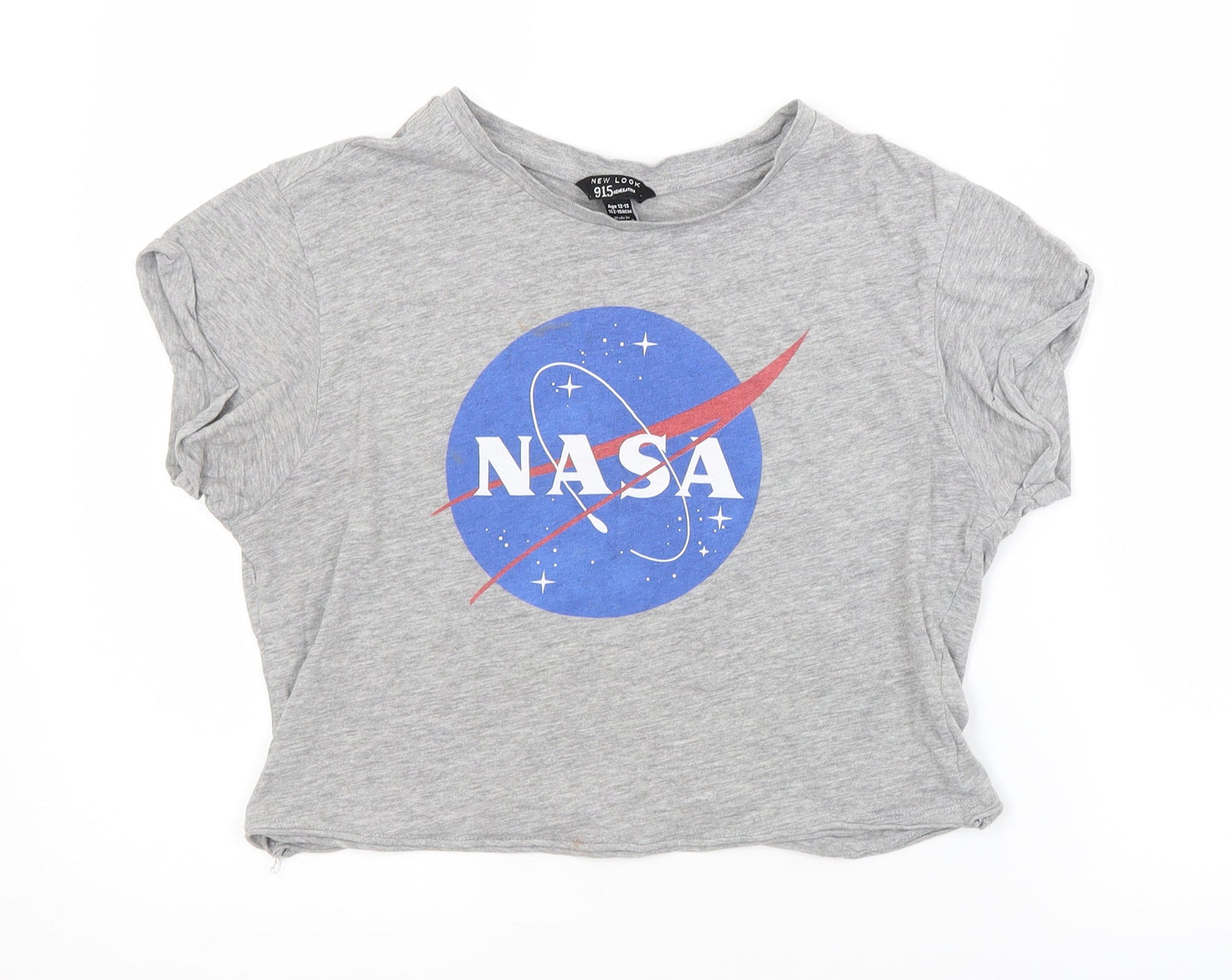 New Look Girls Grey   Cropped T-Shirt Size 12-13 Years  - NASA