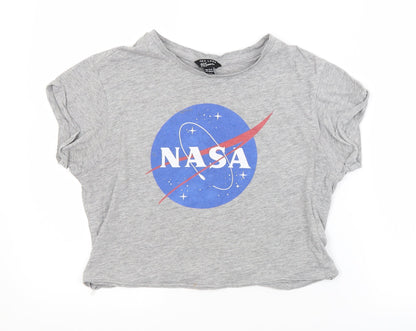 New Look Girls Grey   Cropped T-Shirt Size 12-13 Years  - NASA