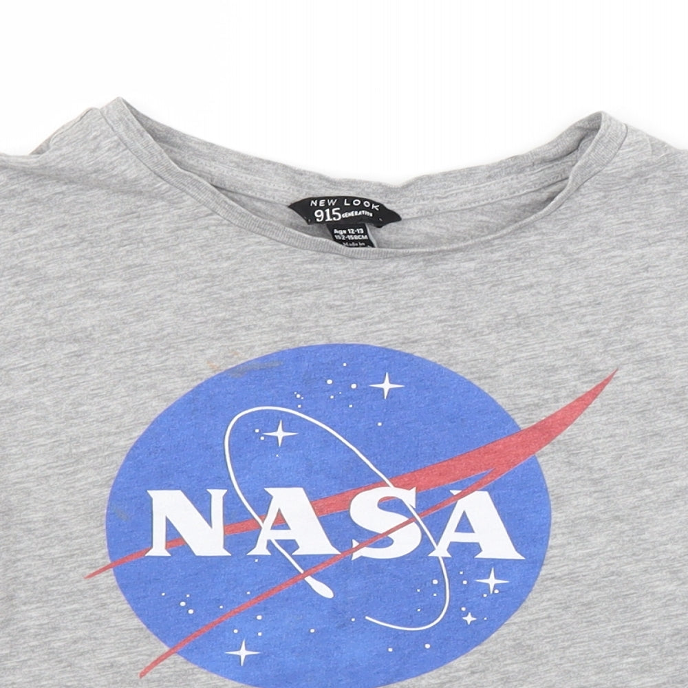 New Look Girls Grey   Cropped T-Shirt Size 12-13 Years  - NASA