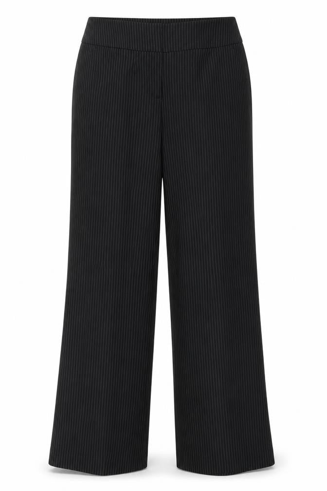 Front view of Papaya women’s brown striped dress pants trousers, size UK 10, 28-inch leg
