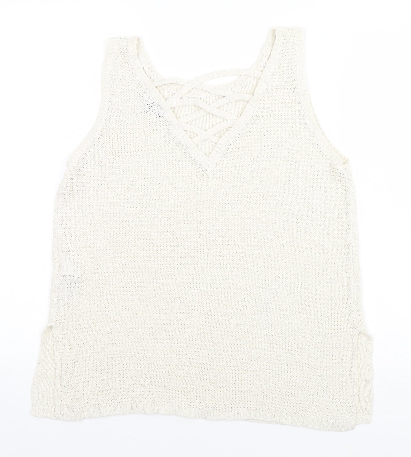 Womens UK Size 12 New Look Ivory Basic Tank