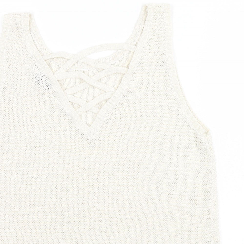 Womens UK Size 12 New Look Ivory Basic Tank