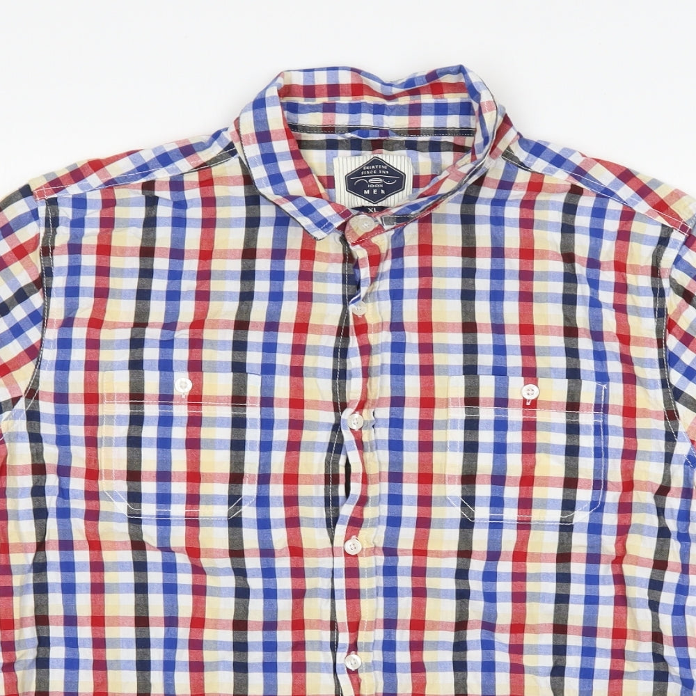 Mens UK Size XL New Look Multicoloured  Button-Up Short Sleeve Casual Shirt