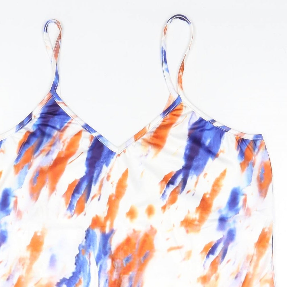 SheIn Womens White Geometric  Basic Tank Size 12