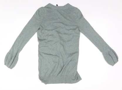 Womens UK Size 8 Topshop Grey Cardigan Jumper