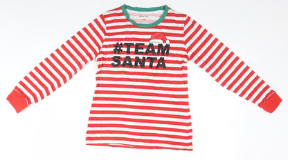 Made By Elves Womens Red Striped  Basic T-Shirt Size 8  - Christmas, #TeamSanta