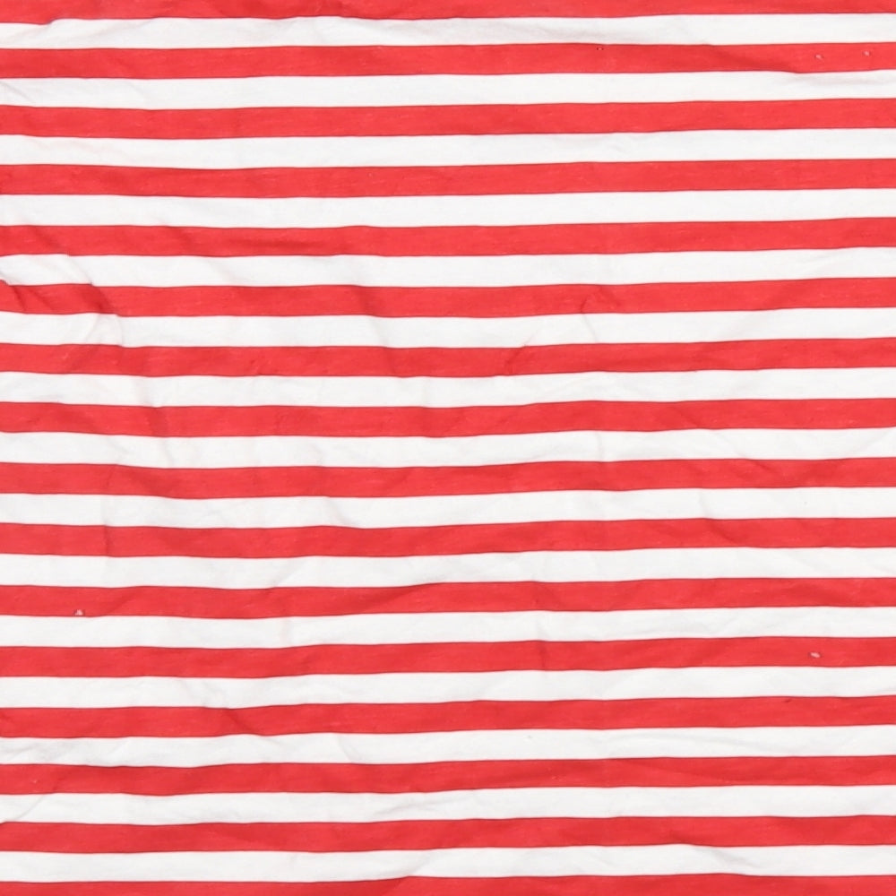 Made By Elves Womens Red Striped  Basic T-Shirt Size 8  - Christmas, #TeamSanta