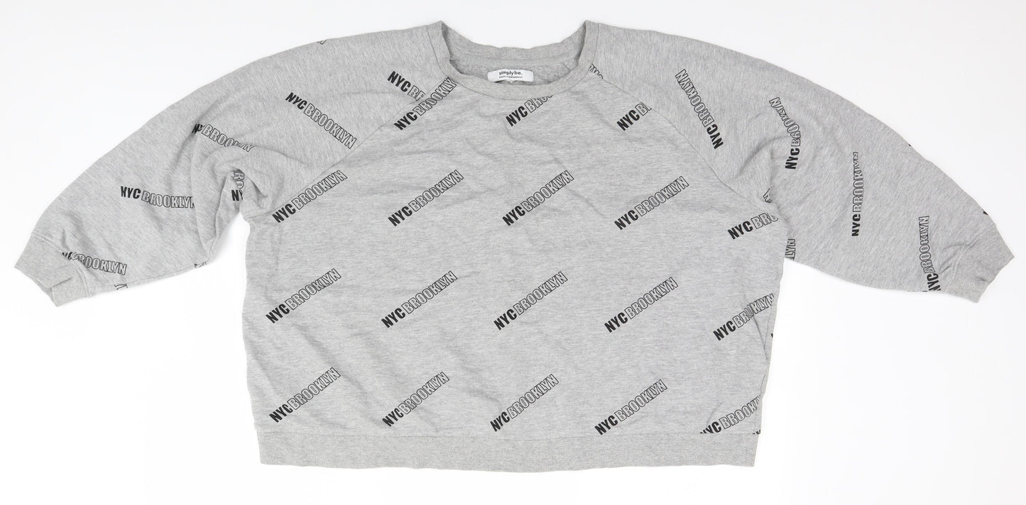 Womens UK Size  Simply Be Grey Pullover Jumper