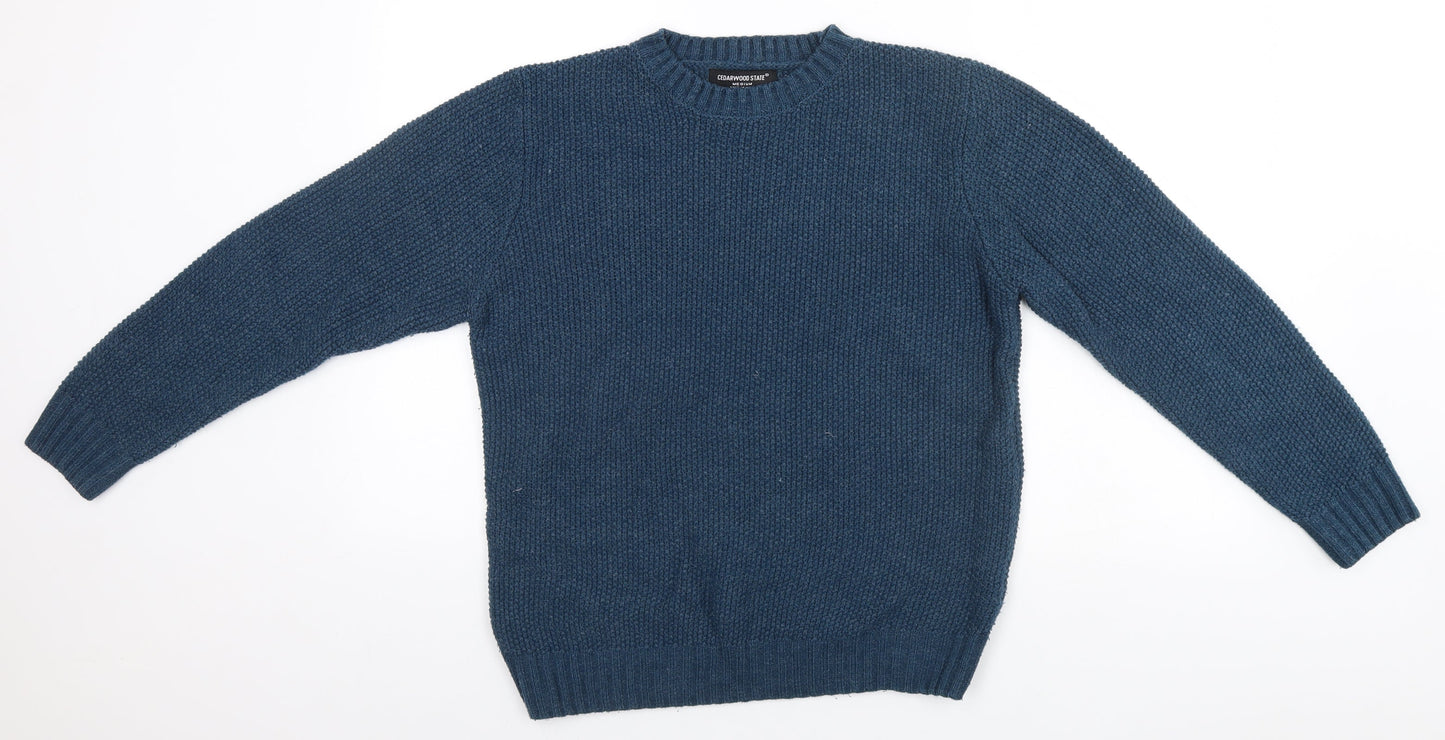 Cedar Wood State Mens Blue   Pullover Jumper Size M