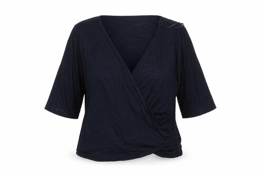 Front view of Marks & Spencer women’s blue cardigan jumper, size UK 14